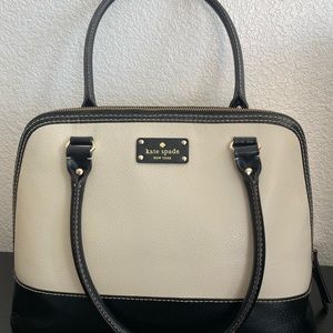 Color block satchel leather